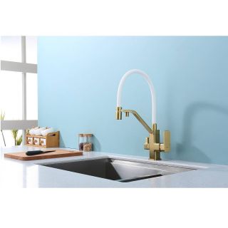 Смеситель Raglo R85.62.03 для кухни с подключением фильтра золотой сатин